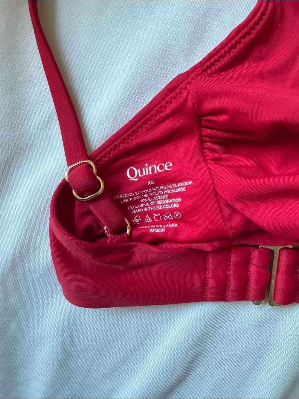 Quince Italian V-Neck Bikini in Red
